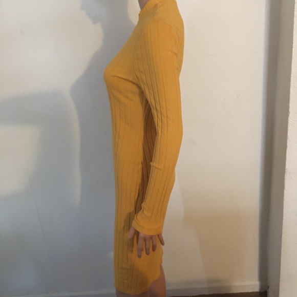 Gold Ribbed Bodycon Dress - Picture 2 of 7